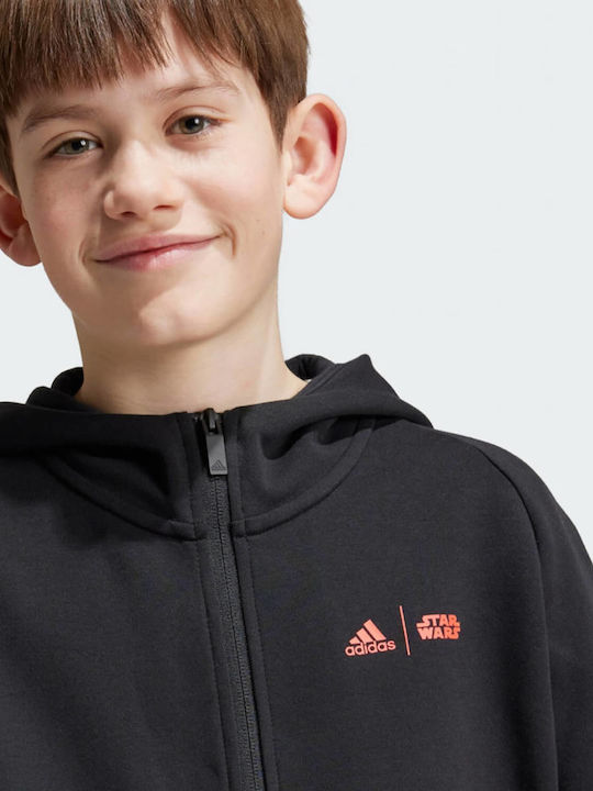 Kids Sweatshirt Cardigan with Hood and Pockets Black