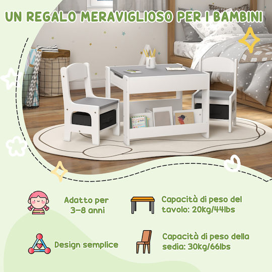 Kinder Tischset mit Stühlen Gray HomCom