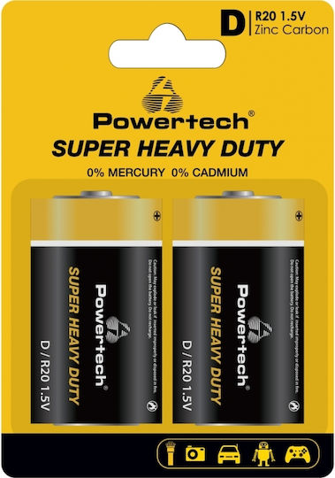 Powertech Цинкови батерии Цинк D 1.5V 2бр