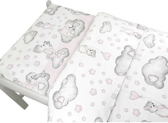 Qmini Set Copertă de Pătuț cu Față de Pernă Pink 140x200cm. Qmini Set Copertă de Pătuț cu Față de Pernă Pink 140x200cm.