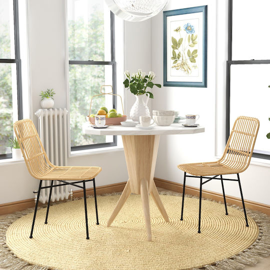 Kitchen Wooden Chair Yellow 45x57x83cm 2pcs