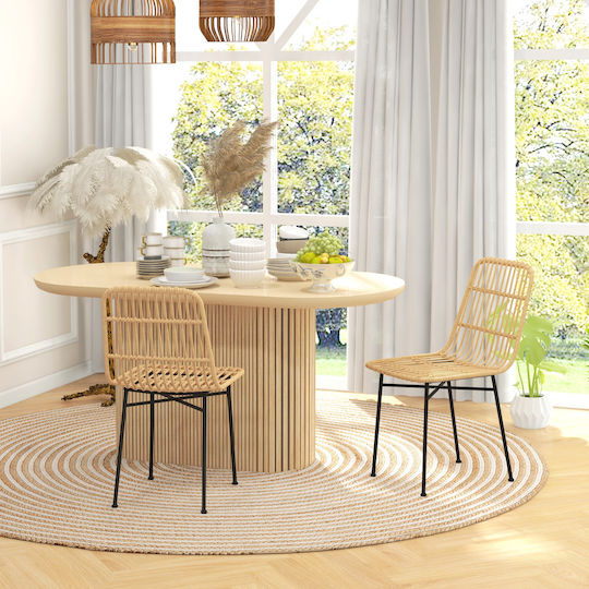 Kitchen Wooden Chair Yellow 45x57x83cm 2pcs