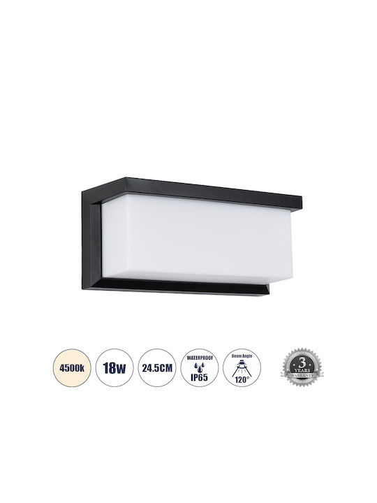 GloboStar Cityscape Wall-Mounted Outdoor Ceiling Lamp LED IP65 18W with Natural White Light 23.5x11x10cm