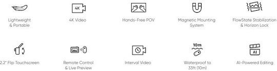 Insta360 GO 3S Standard Edition 128GB Action Camera 4K Ultra HD 360° Capture Underwater with Screen 2" and Wi-Fi White
