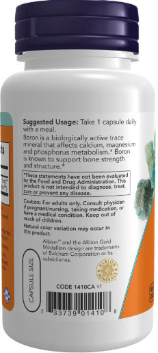 Now Foods Boron 3mg Supplement for Immune System Support 100 Vegetable Capsules