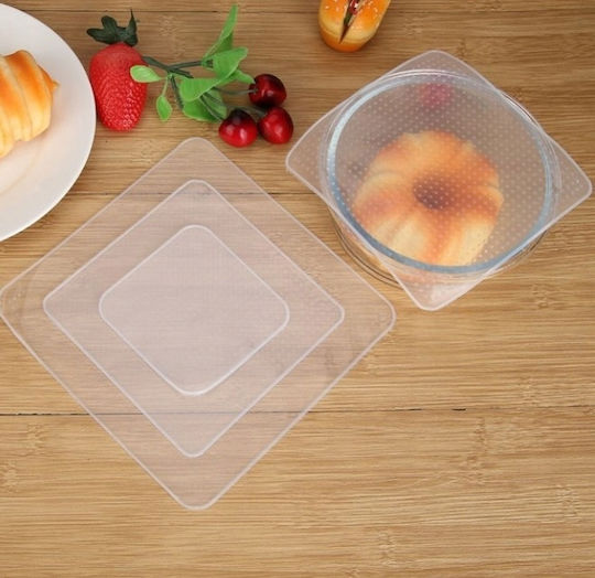 Set 4 Universelle Lebensmitteldeckel Zola Hochtemperaturbeständiges Silikon Transparent Verschiedene Größen