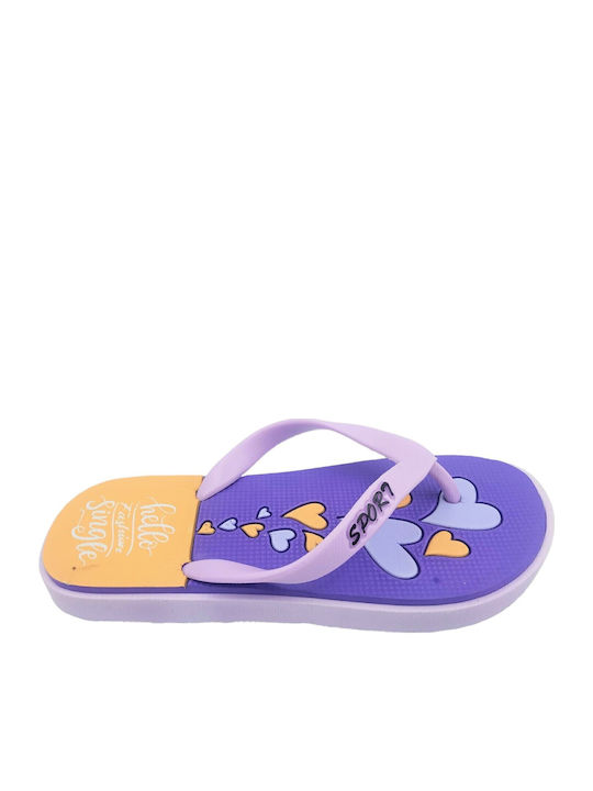 Παιδικές Σαγιονάρες Flip Flops Μωβ Καρδιές