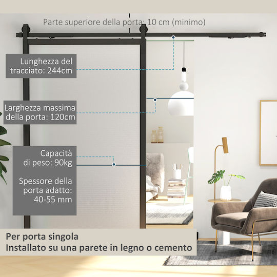 HomCom Mecanism Pentru Ușă Glisantă 244cm Negru