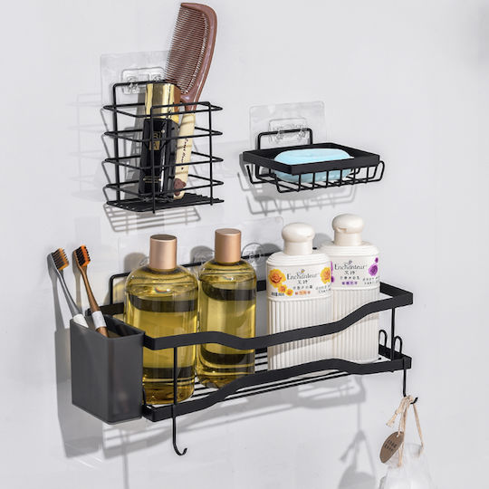 Quasar Wall Mounted Bathroom Shelf Metallic with 5 Shelves Black