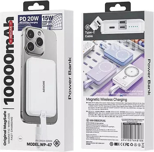 WK WP-47 MagSafe Power Bank 10000mAh 20W Μωβ