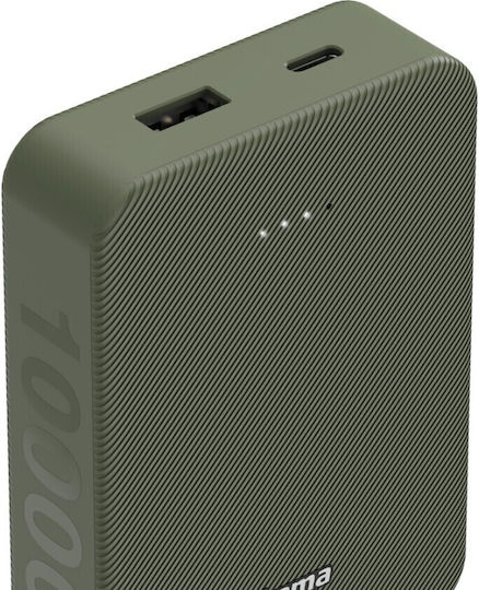 HAMA Colour 10 Power Bank 10000mAh με Θύρα USB-A και Θύρα USB-C Πράσινο