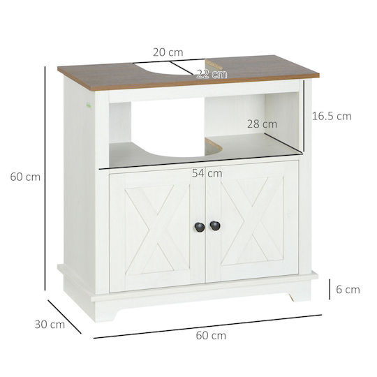 Kleankin Πάγκος χωρίς Νιπτήρα Μ60xΒ30xΥ60cm μοριοσανίδα