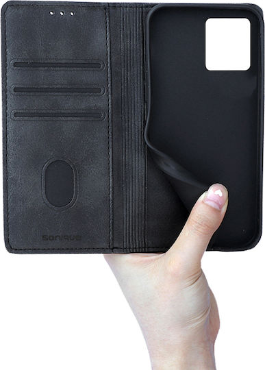 Sonique Brieftasche Synthetisches Leder / Kunststoff / Silikon Schwarz (Moto G84)