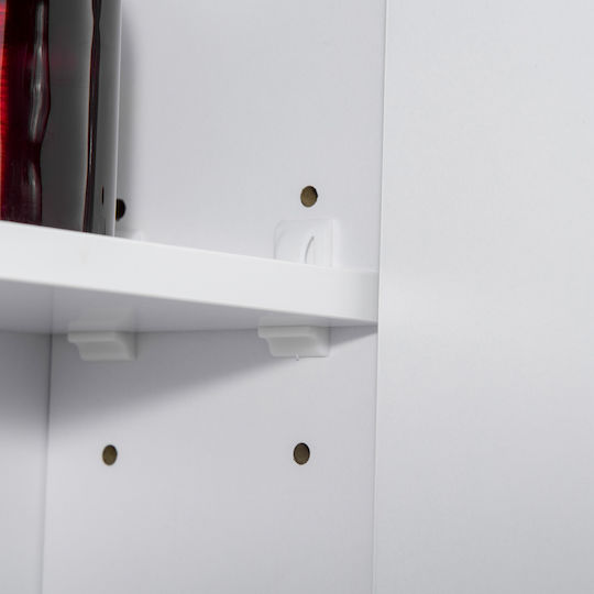 Kleankin Bathroom Mirror Led with Shelf & Cabinet 90x15cm White