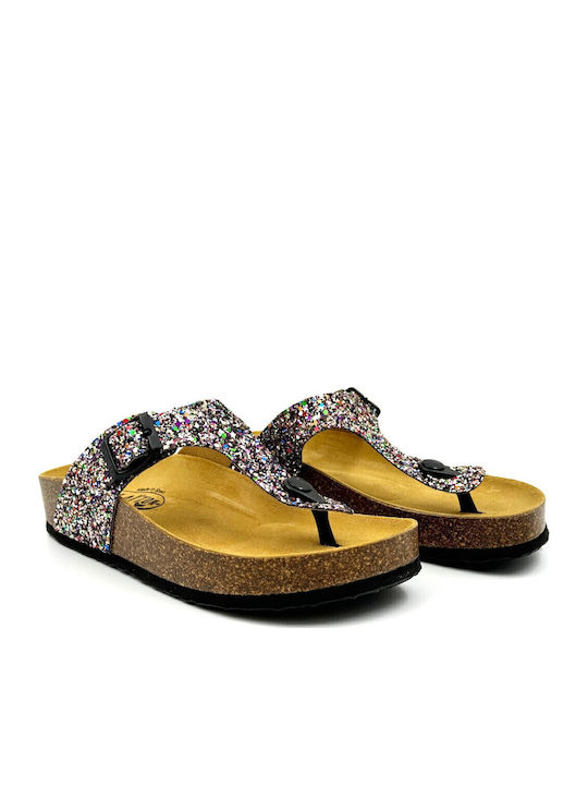 Δερμάτινα Γυναικεία Ανατομικά Σανδάλια Glitter Multi