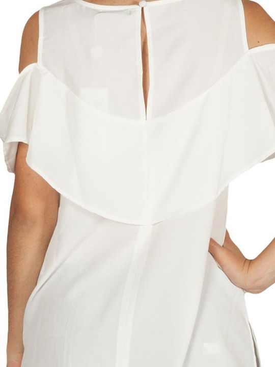 Bluze damă Off-Shoulder A Fără mâneci Alb