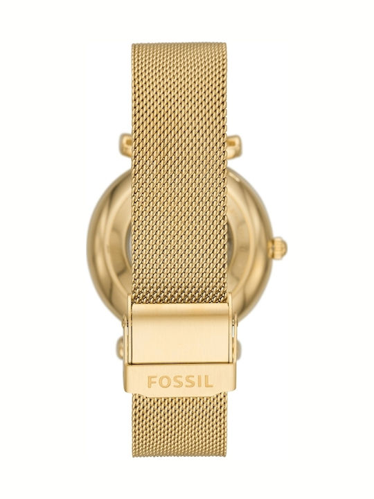 Fossil Γυναικείο Ρολόι 35mm Αυτόματο με Χρυσό Μεταλλικό Μπρασελέ
