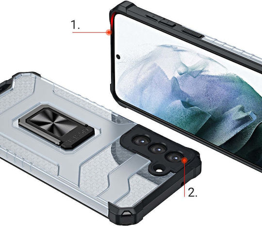 Hurtel Crystal Ring Umschlag Rückseite Kunststoff Blau (Galaxy S21 FE 5G)