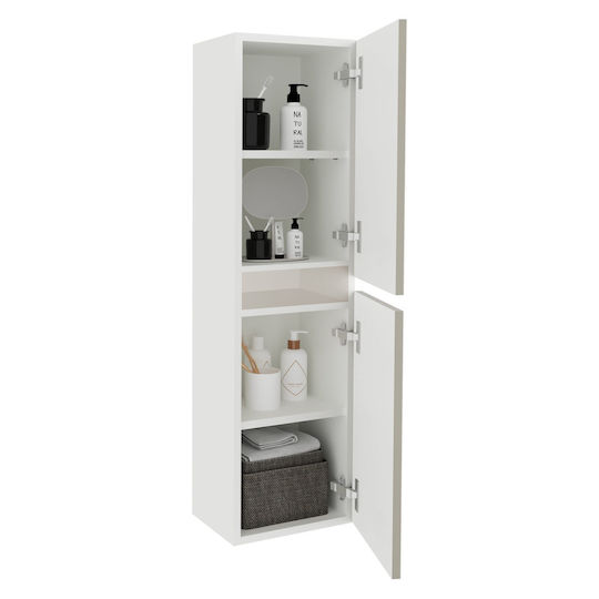 Zed Bathroom Cabinet L29xW22xH104cm Glossy Grey/Alb