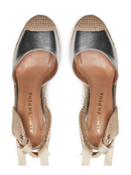 Damenplattformen im Espadrilles-Stil Silber