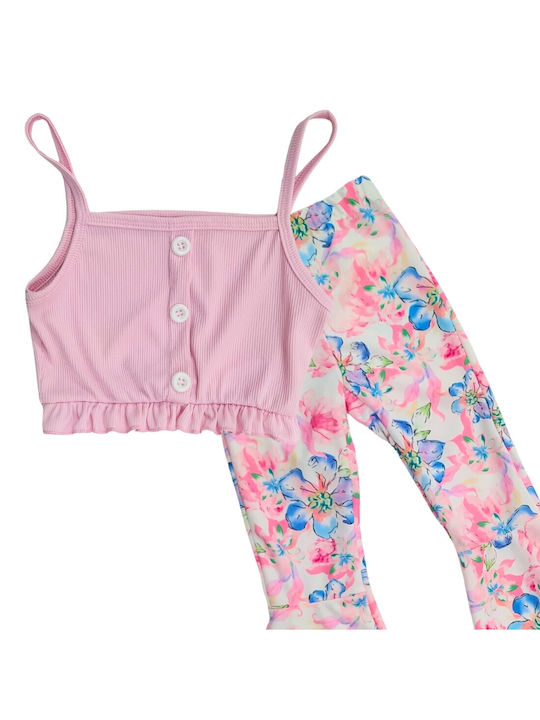 Baby Train Set pentru copii cu Pantaloni Vara 2buc Pink