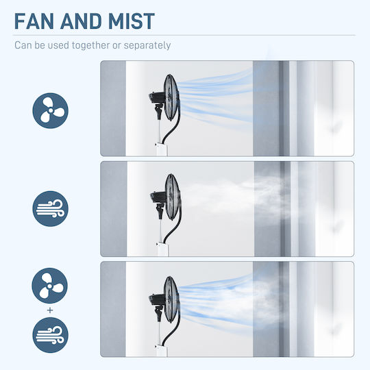 HomCom Misting Fan Diameter 44.5cm with Remote Control Black