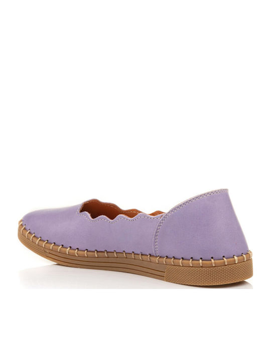Leather Ballerinas Purple