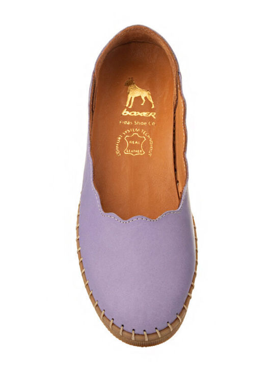 Leather Ballerinas Purple