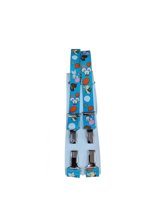 Victoria Kinder Hosenträger in Hellblau Farbe mit 3 Clips