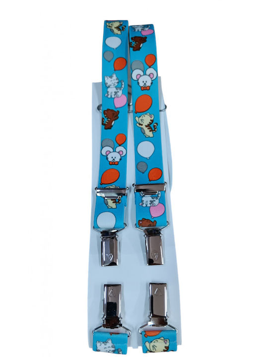 Victoria Kids Suspenders with 3 Clips Light Blue