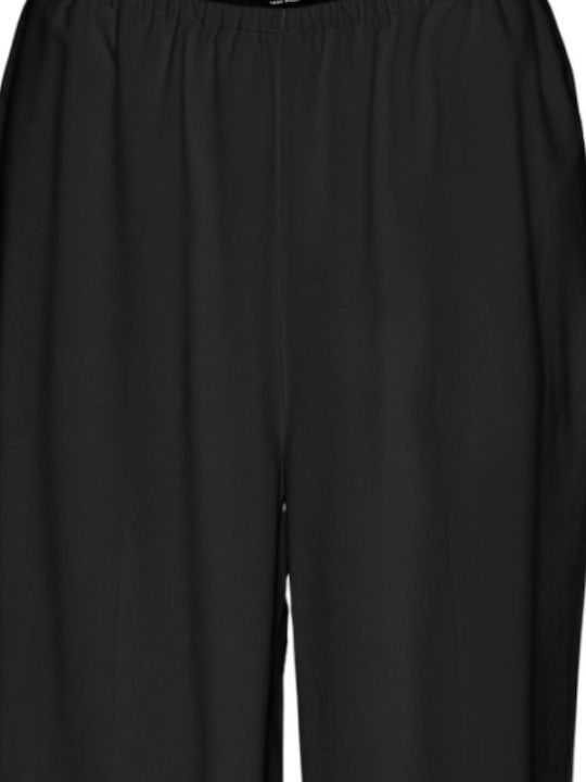 Vero Moda Women's Fabric Trousers with Elastic in Palazzo Fit Black