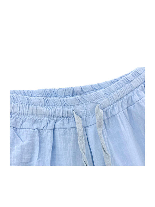 Herren Leinenhosen mit elastischem Bund Us-265758 Hellblau