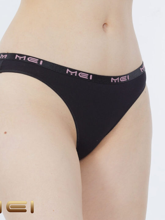 MEI Baumwolle Damen Slip Schwarz