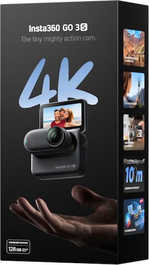 Insta360 GO 3S Standard Edition 128GB Action Camera 4K Ultra HD 360° Capture Underwater with Screen 2" and Wi-Fi Black
