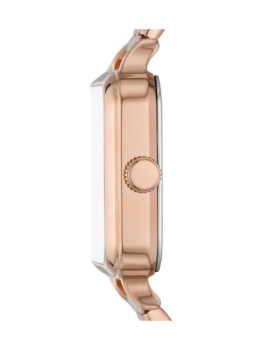 Fossil Courier Three Damen Uhr mit Rose Gold Metallarmband