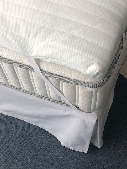 Palamaiki Mattress Topper White Comfort Double Memory Foam Infused with Aloe , Removable Cover & Elastic Straps 150x200x4cm