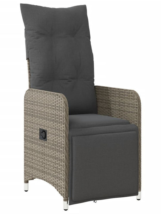 Fotoliu de exterior Rattan Gri cu pernă 54.5x58.5x92cm