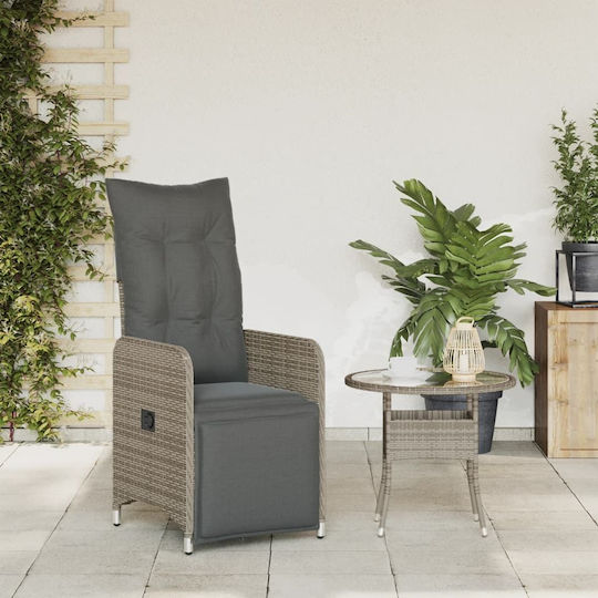 Outdoor-Sessel Rattan Grey mit Kissen 54.5x58.5x92εκ.