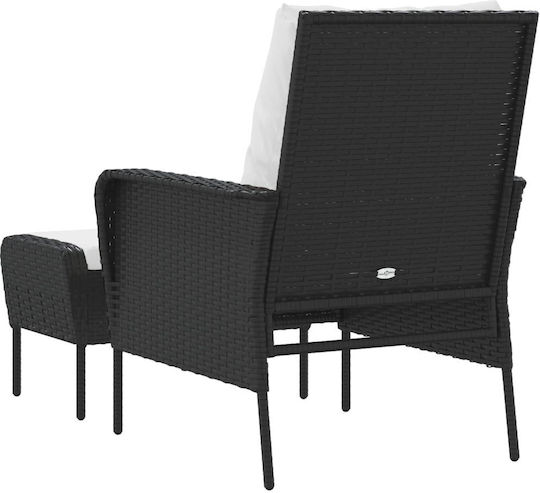 Outdoor-Sessel Rattan Black Velvet-Black Metal mit Kissen 69x78x88εκ.