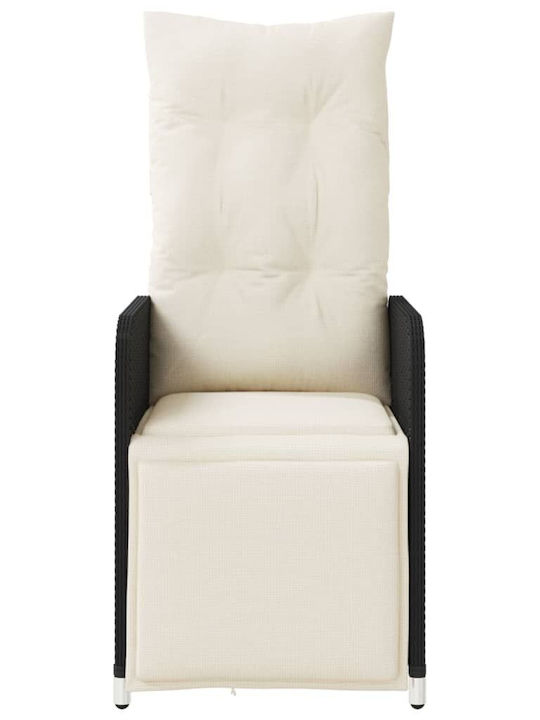 Outdoor Armchair Rattan Black with Cushion 1pcs 54.5x58.5x92cm.