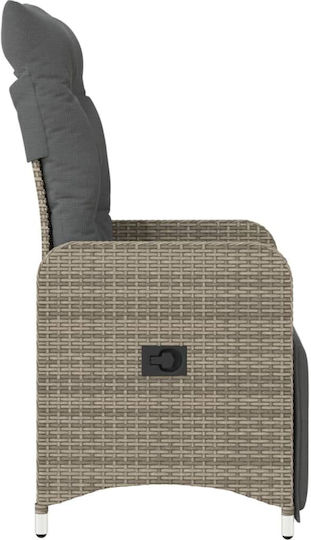 Outdoor-Sessel Rattan Grey mit Kissen 54.5x58.5x92εκ.