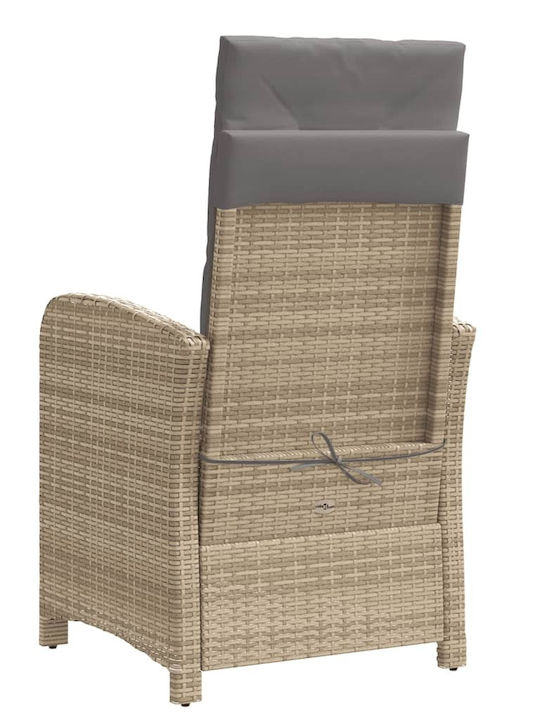 Außenliege Rattan Mixed Beige mit Kissen 2Stück 57x66x93cm.