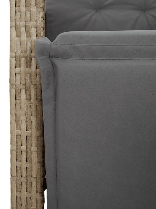 Außenliege Rattan Mixed Beige mit Kissen 2Stück 57x66x93cm.