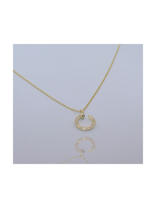 Necklace from Gold Plated Silver with Zircon