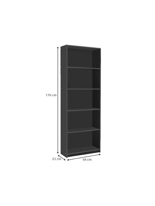 Bookcase Max Anthracite 58x23x170cm