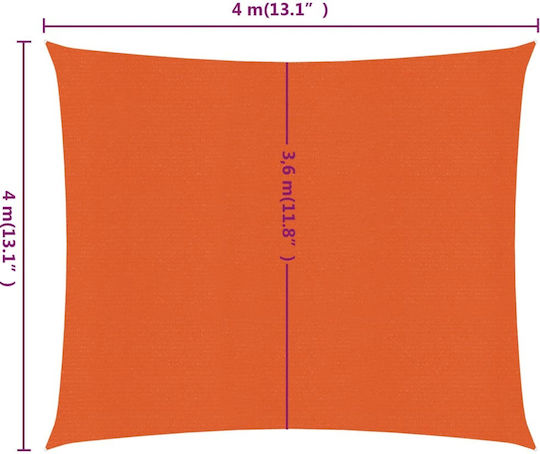 vidaXL Platz Sonnensegel Orange 4x4m 160gr/m²