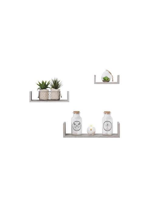 Shelves Wall Gray 3pcs 22x10x7cm