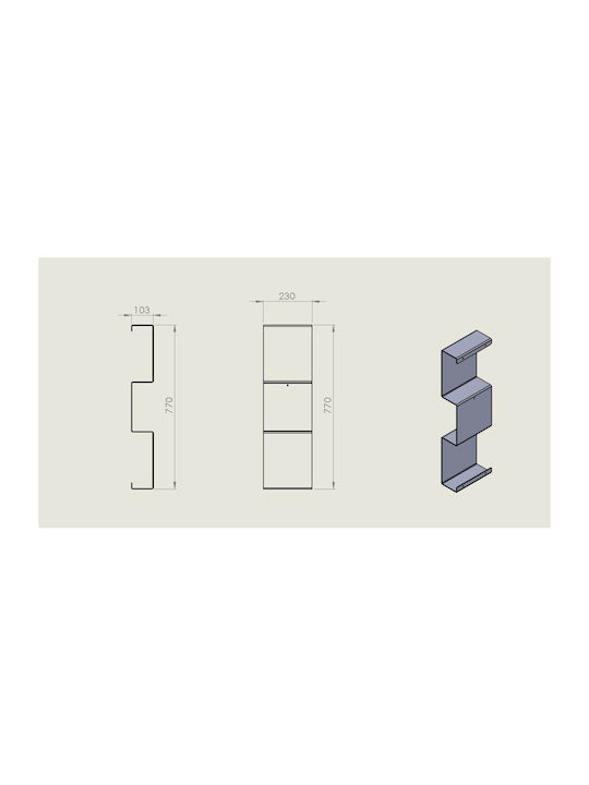 Verdi Wall Mounted Bathroom Shelf Metallic 10.3x10.3x77cm Grey