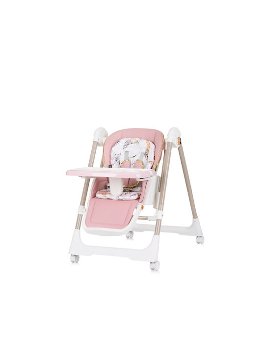 Chipolino Milk Shake Foldable Highchair 2 in 1 with Metal Frame & Leatherette Seat Flamingo