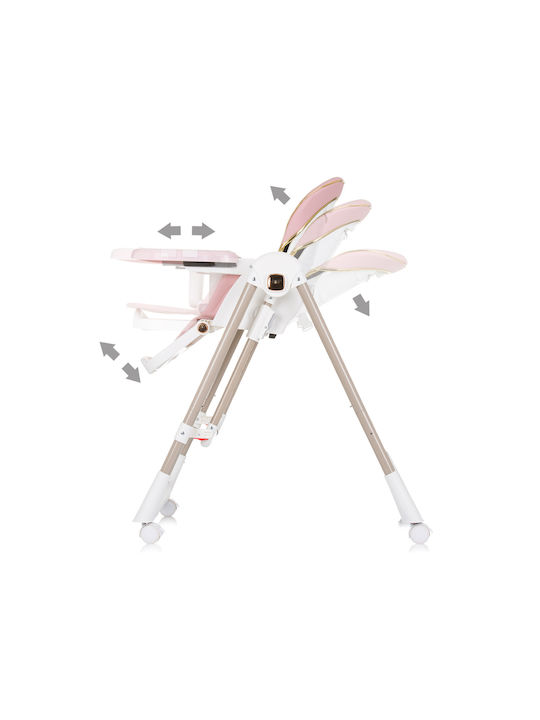 Chipolino Milk Shake Foldable Baby Highchair 2 in 1 with Adjustable Height Flamingo